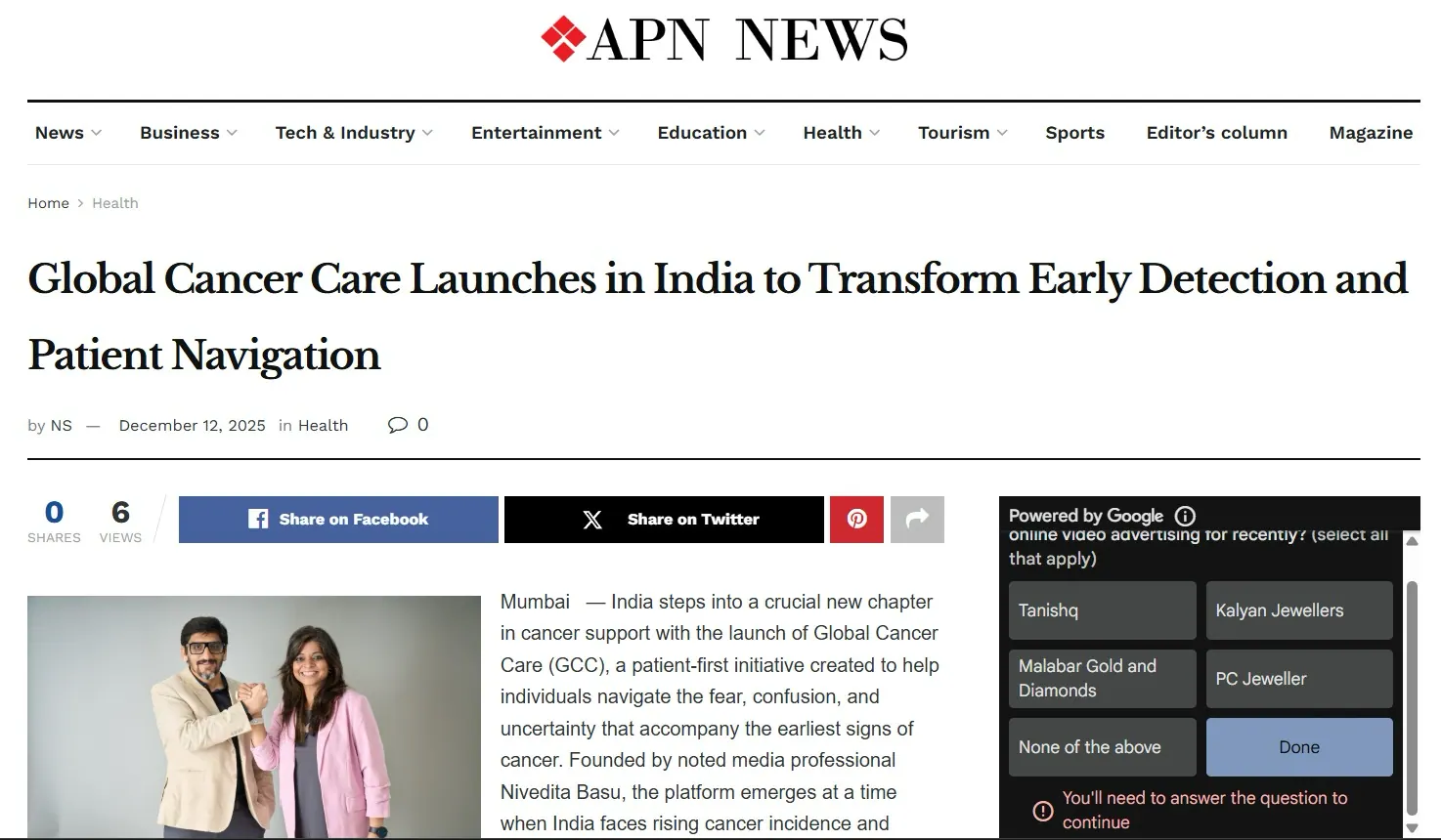 Global Cancer Care Launches in India to Transform Early Detection and Patient Navigation