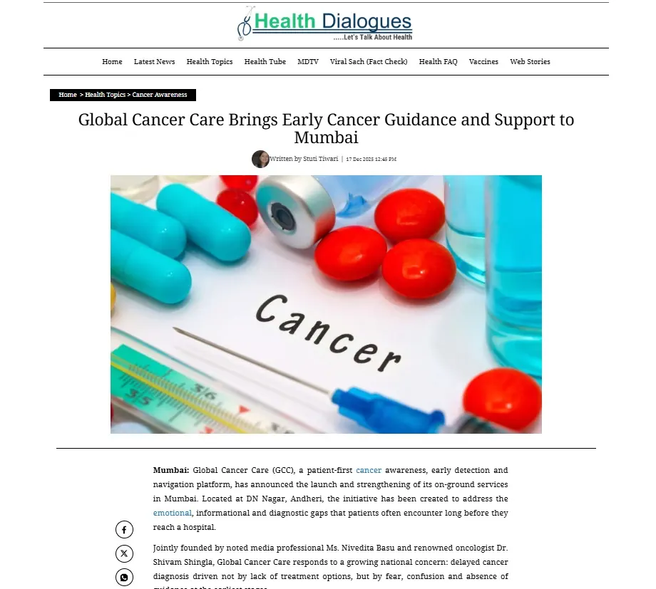 Global Cancer Care Brings Early Cancer Guidance and Support to Mumbai
