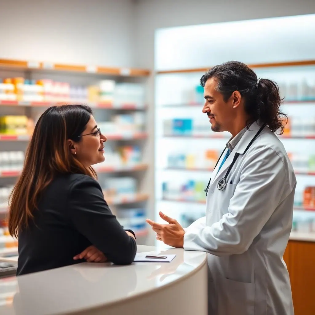 Oncology pharmacist counselling a patient