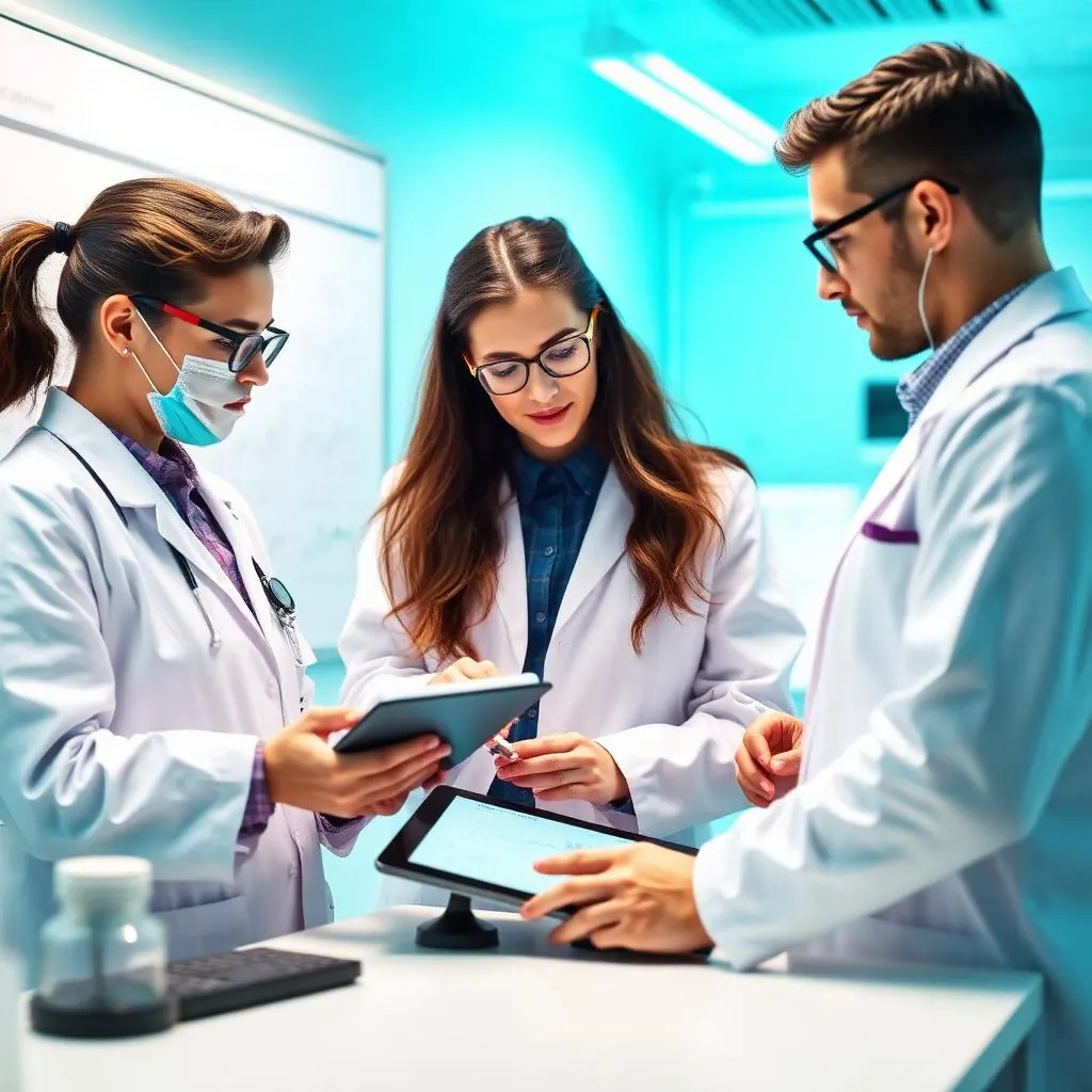 Clinical research team reviewing trial data